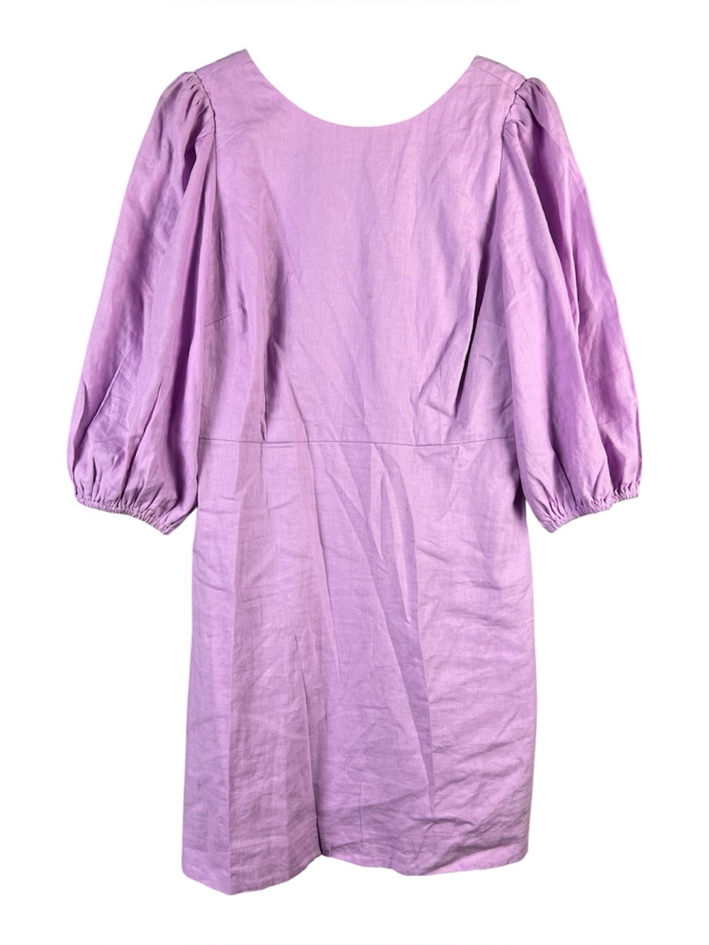Ann Taylor Lavender Linen Blend Dress Smocked Back Size 12